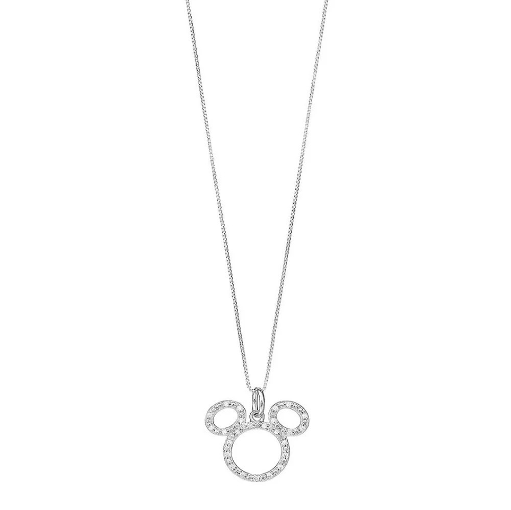 Disney Mickey Mouse Cubic Zirconia Silhouette Necklace NWT